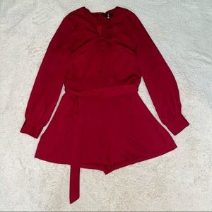 Missguided Red Button Front Detail Romper